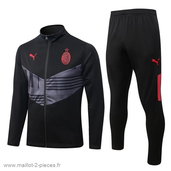 Boutique De Foot Ensemble Complet Ensemble longue fermeture éclair vêtements De Sport AC Milan 2022 2023 Noir Gris