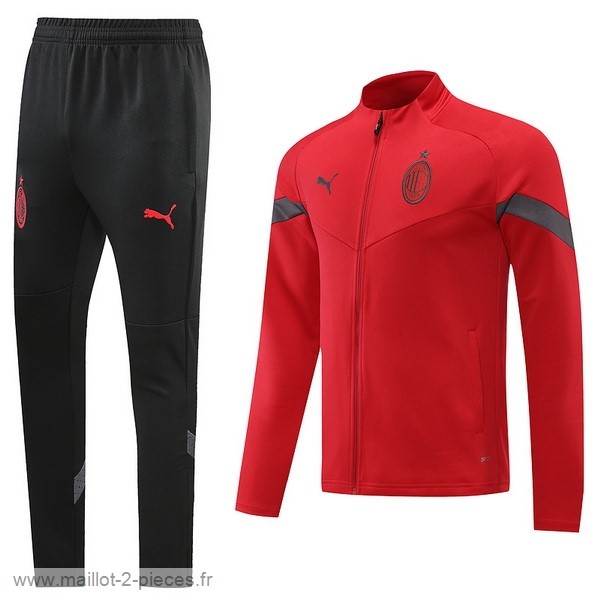 Boutique De Foot Ensemble Complet Ensemble longue fermeture éclair vêtements De Sport AC Milan 2022 2023 Noir Rouge