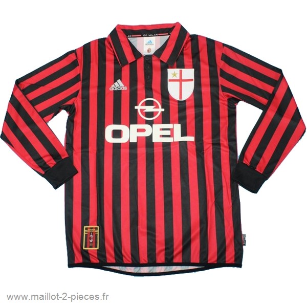 Boutique De Foot Domicile Maillot Manches Longues AC Milan Rétro 1999 2000 Rouge