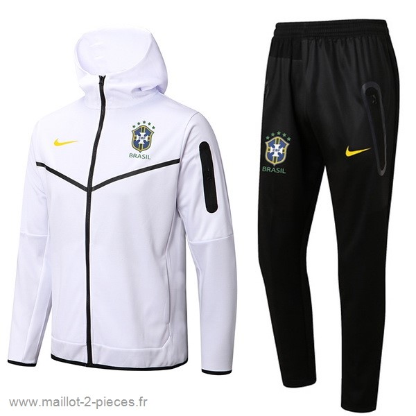 Boutique De Foot Sweat Shirt Capuche Brésil 2022 Blanc Noir