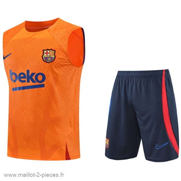 Boutique De Foot Entrainement Sans Manches Ensemble Complet Barcelona 2022 2023 Orange Bleu