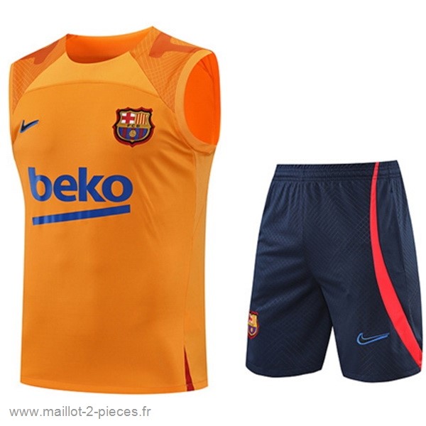 Boutique De Foot Entrainement Sans Manches Ensemble Complet Barcelona 2022 2023 Orange I Bleu