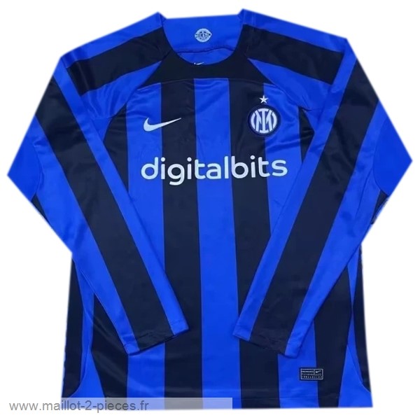 Boutique De Foot Thailande Nike Domicile Manches Longues Inter Milán 2022 2023 Bleu