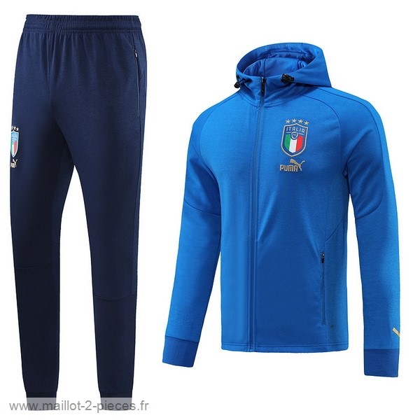 Boutique De Foot Ensemble Complet Ensemble longue fermeture éclair vêtements De Sport Italie 2022 II Bleu