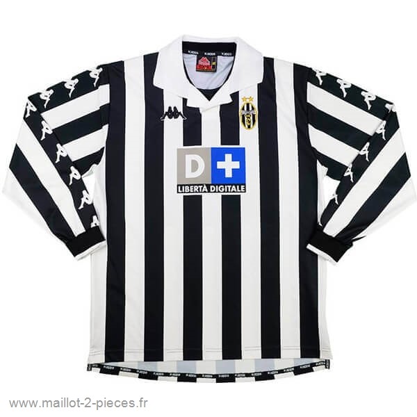Boutique De Foot Domicile Manches Longues Juventus Rétro 1999 2000 Noir Blanc