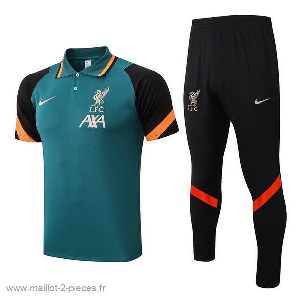 Boutique De Foot Ensemble Complet Polo Liverpool 2021 2022 Vert Noir Orange