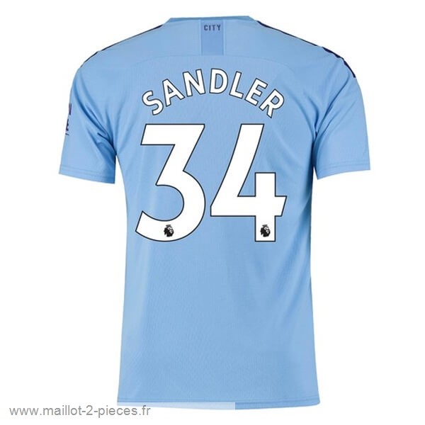 Boutique De Foot NO.34 Sandler Domicile Maillot Manchester City 2019 2020 Bleu