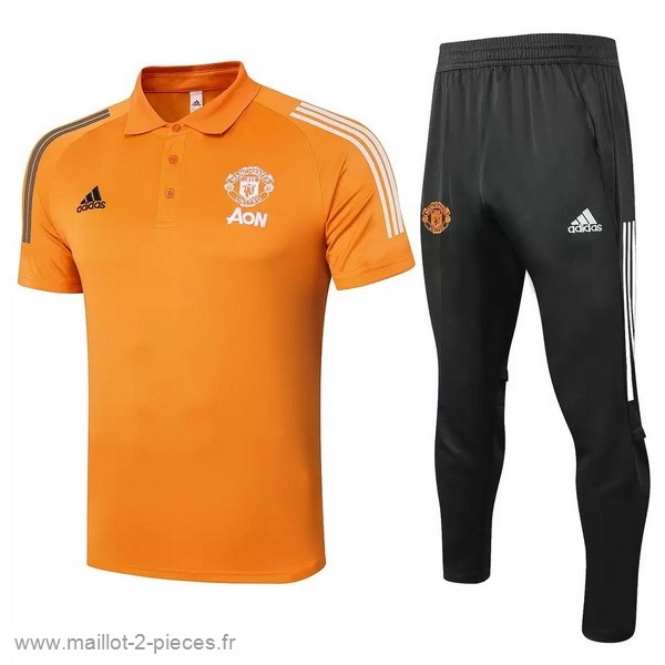Boutique De Foot Ensemble Complet Polo Manchester United 2020 2021 Orange Noir