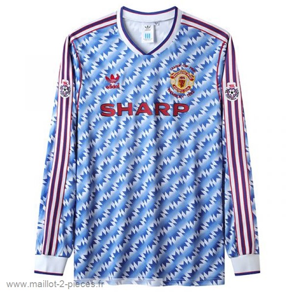 Boutique De Foot Exterieur Manches Longues Manchester United Rétro 1992 Bleu