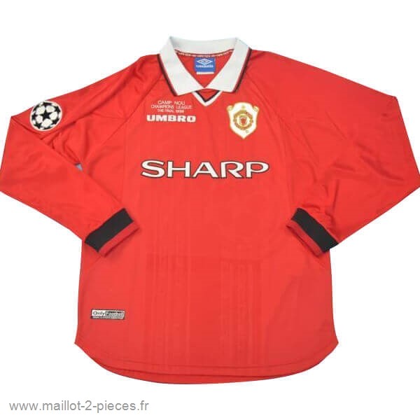 Boutique De Foot Domicile Manches Longues Manchester United Rétro 1999 Rouge