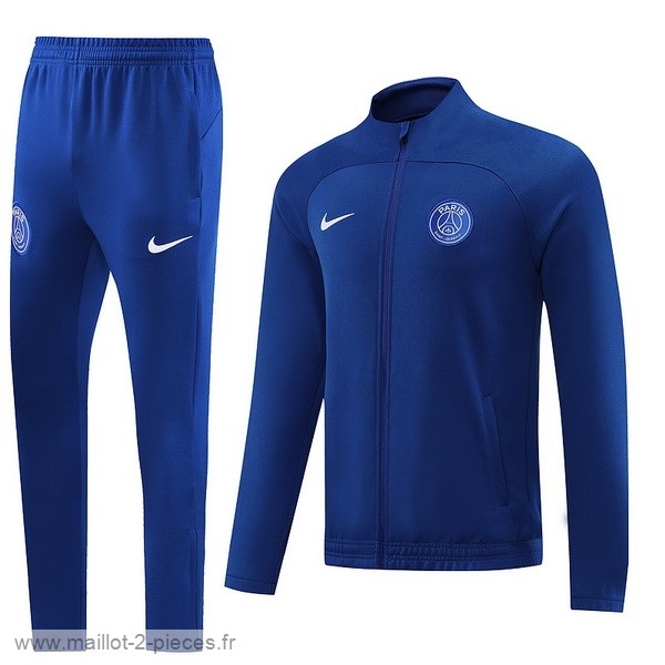 Boutique De Foot Ensemble Complet Ensemble longue fermeture éclair vêtements De Sport Paris Saint Germain 2022 2023 Bleu