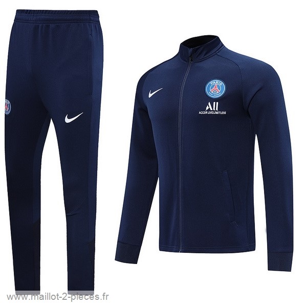 Boutique De Foot Ensemble Complet Ensemble longue fermeture éclair vêtements De Sport Paris Saint Germain 2022 2023 Bleu Marine