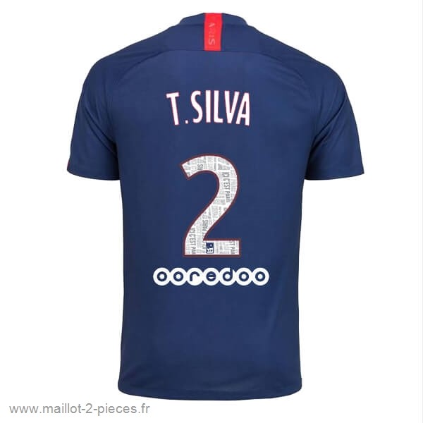 Boutique De Foot NO.2 T.Silva Domicile Maillot Paris Saint Germain 2019 2020 Bleu