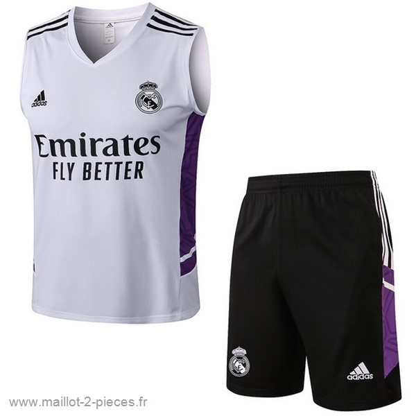 Boutique De Foot Entrainement Sans Manches Ensemble Complet Real Madrid 2022 2023 Blanc Purpura Noir