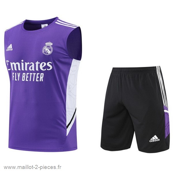 Boutique De Foot Entrainement Sans Manches Ensemble Complet Real Madrid 2022 2023 Purpura Noir Blanc