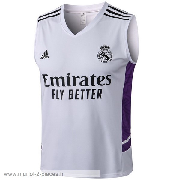 Boutique De Foot Maillot Sans Manches Real Madrid 2022 2023 Blanc Noir Purpura